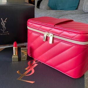 YSL Red Quilted Vanity Case